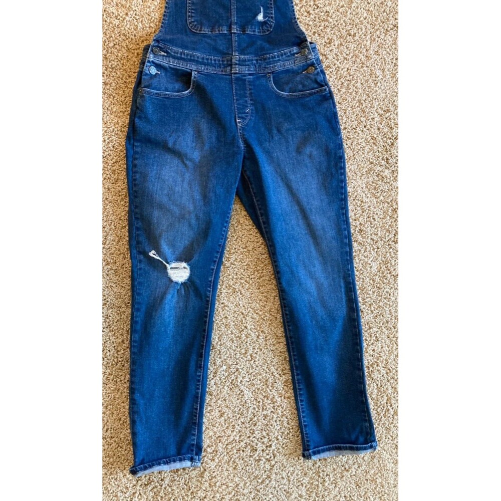 Levi’s Bib Overalls Junior Size 11 Distressed Black Label Roll Cuff Adj Straps - Picture 4 of 12